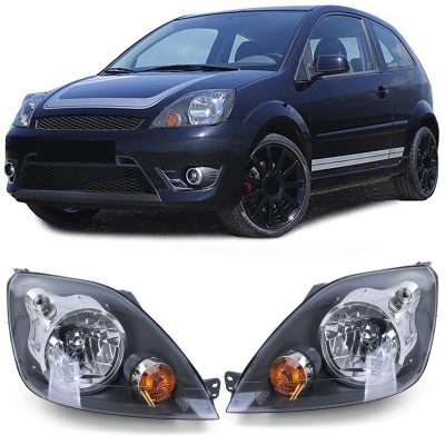 Fari H4 Neri con Motore Elettrico per Ford Fiesta JH JD 2005-2007