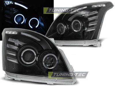 Toyota Land Cruiser 120 03-09 Angel Eyes Nero Fari Anteriori LED Neri