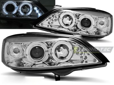 Opel Astra G 02.98-02.04 Fanali Angel Eyes Cromato Anteriori Fari Luci Auto