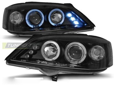Opel Astra G 02.98-02.04 Fanali Angel Eyes Neri Anteriori e Posteriori