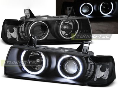 Fari Angel Eyes CCFL Nero per BMW E36 (12.90-08.99) S/C/T, Fanali Neri