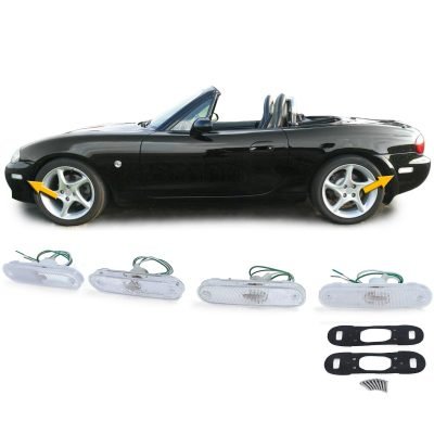 Luci di Segnalazione Laterali Riflettori Bianchi Set per Mazda MX5 NA NB NBFL