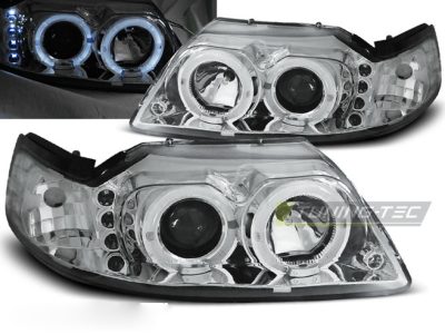 Ford Mustang 98-04 Angel Eyes Cromato Fari Anteriori a LED Cromo Lucido