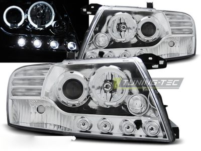 Mitsubishi Pajero V60 00-06 Angel Eyes Cromato Fari Anteriori a LED Luci Diurne