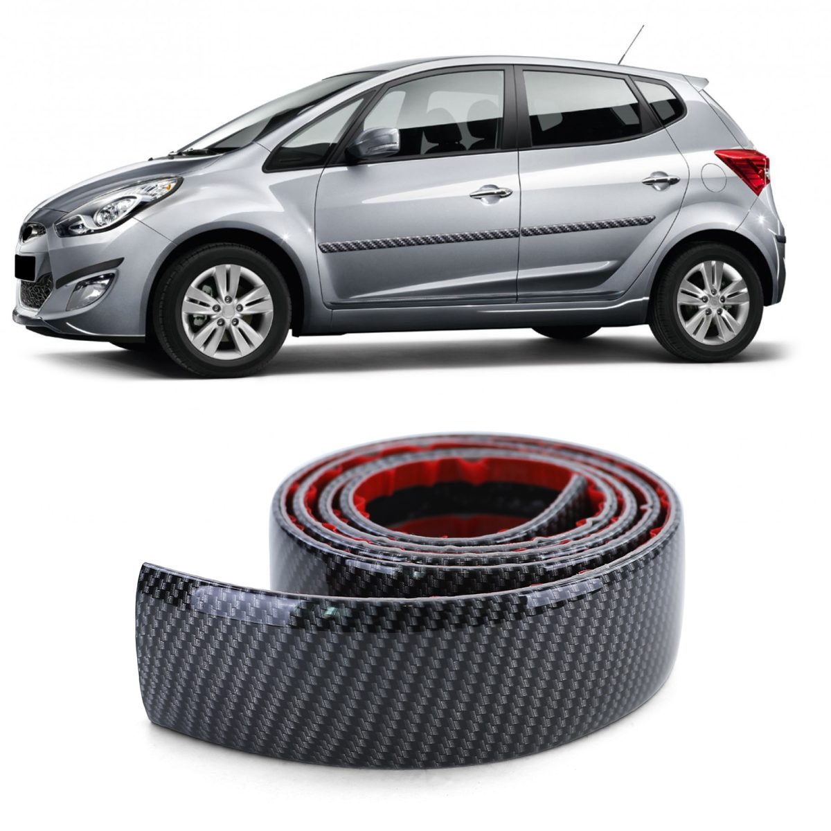 Modanature Protettive Carbon-Look 150cm per Auto Universale - PVC Flessibile