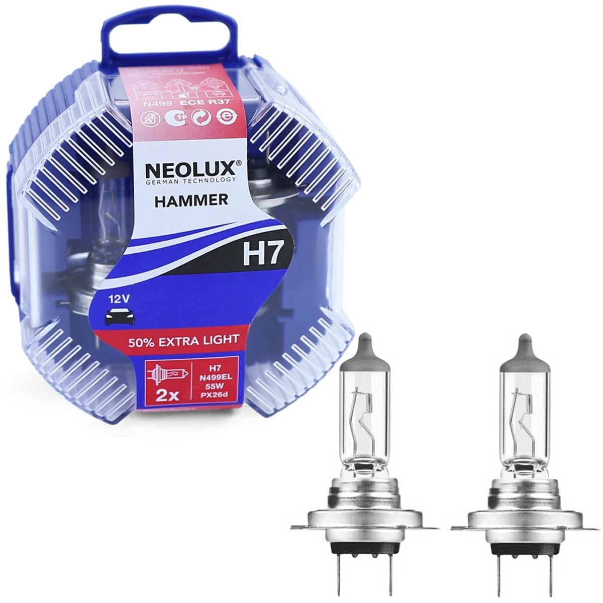 H7 55W 12V Lampadine Extra Luce +50% Neolux di Osram 2 Pezzi Universale