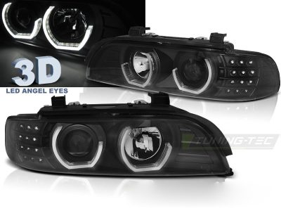 Fari Angel Eyes 3D Nero per BMW E39 (09.95-06.03) Fanali Anteriori