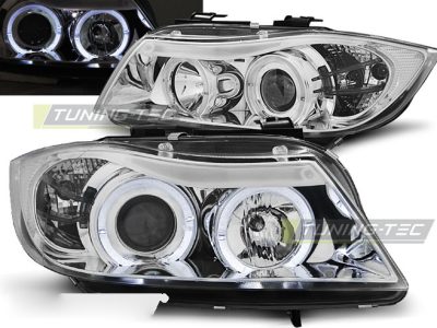 Fari Angel Eyes Cromato per BMW E90/E91 (03.05-08.08) Fanali Anteriori
