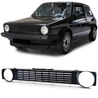 Griglia Anteriore Nera Senza Emblema per Volkswagen Golf 1 + Cabrio + Caddy