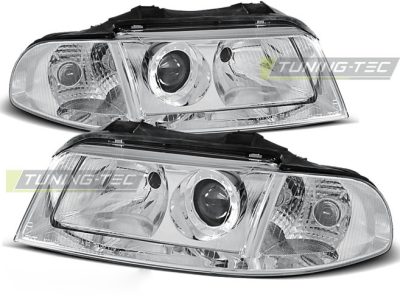 Fari Cromato per Audi A4 (01.99-11.00) - Fanali Anteriori Lucidi