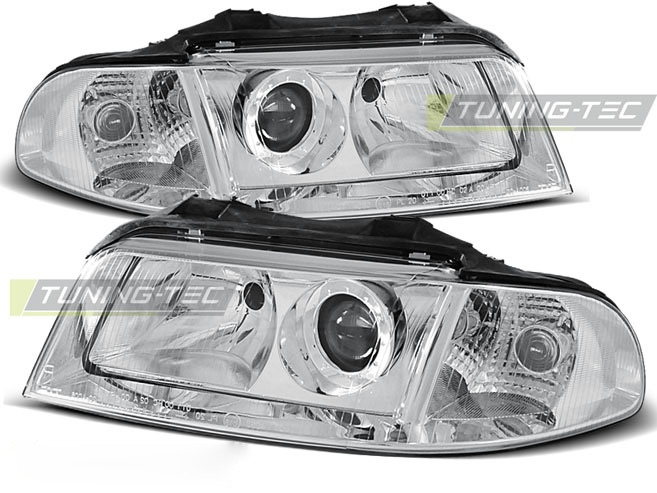 Fari Cromato per Audi A4 (01.99-11.00) - Fanali Anteriori Lucidi