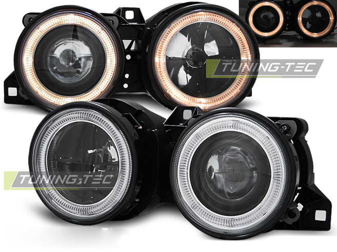 Fari Angel Eyes Nero per BMW E30 (11.82-06.94) Fanali Anteriori