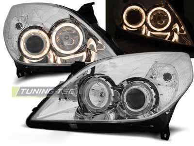 Opel Vectra C 05-08 Angel Eyes Cromato Fari Anteriori a LED con Cornice Cromo