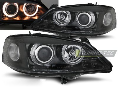Fari Opel Astra G 09.97-02.04 Angel Eyes Neri Anteriori LED