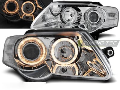 Fari Angel Eyes Cromato per Volkswagen Passat B6 (03.05-10) Fanali