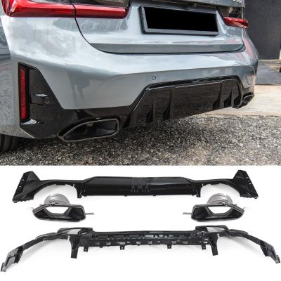 Diffusore Posteriore con Terminali Scarico Nero per BMW Serie 3 G20 2022-2026