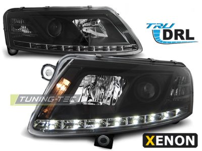 Xenon Fari True DRL Nero per Audi A6 C6 (2004-2008) Luci Diurne