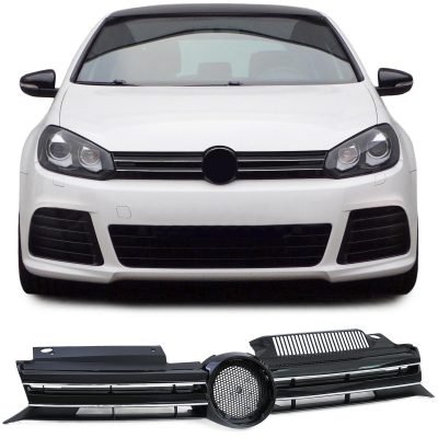 Griglia Sportiva Nera Lucida con Listelli Cromati per Volkswagen Golf 6 08-13