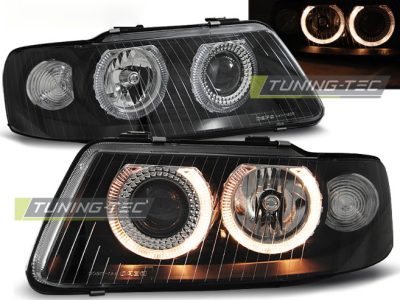 Fari Angel Eyes Nero per Audi A3 (00-03) - Fanali Anteriori Neri