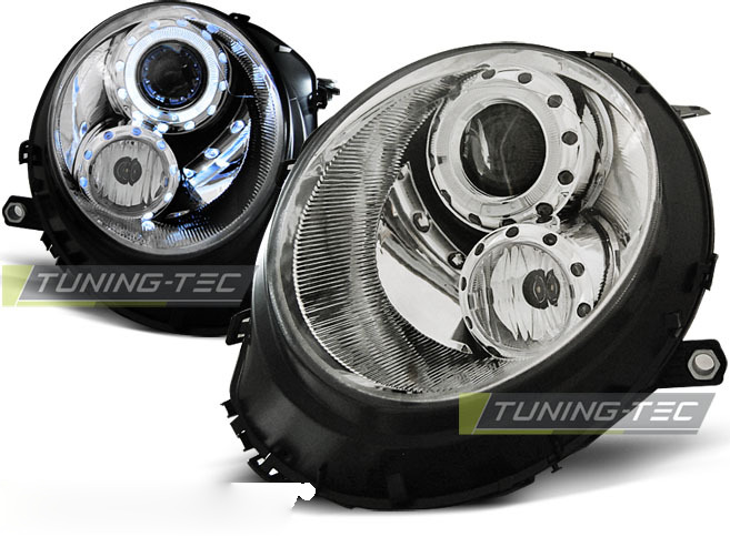 Fari Angel Eyes Cromato per BMW Mini Cooper (2006-2014) - Fanali Anteriori