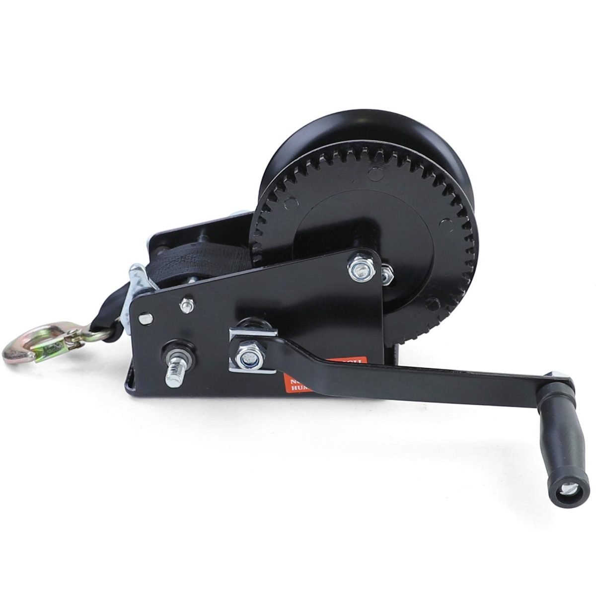 Premium 1500kg Verricello Manuale con 8 Metri Cinghia Nera per Veicoli