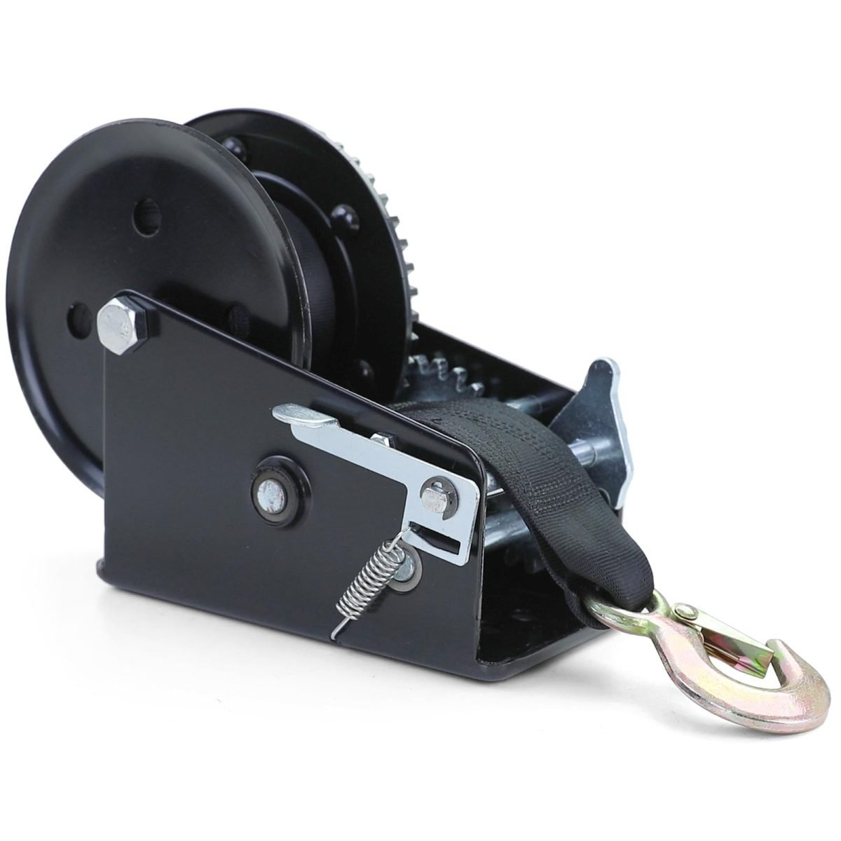 Premium 1500kg Verricello Manuale con 8 Metri Cinghia Nera per Veicoli