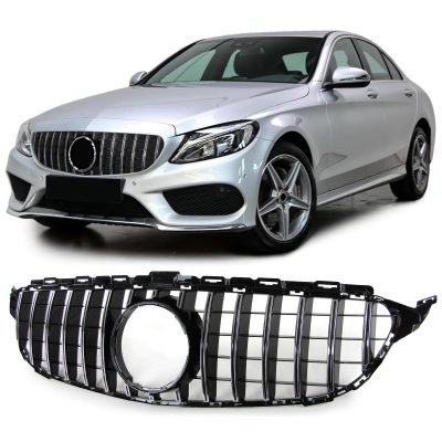 Griglia Sportiva Nera Cromo per Mercedes Classe C W205 S205 13-18