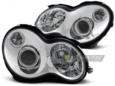 Fari Cromato per Mercedes W203 Classe C (07.00-03.04) Fanali Anteriori