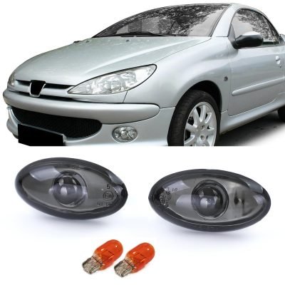 Frecce Vetro Trasparente Laterali Nero Fumè per Peugeot 107 206 307 407 607