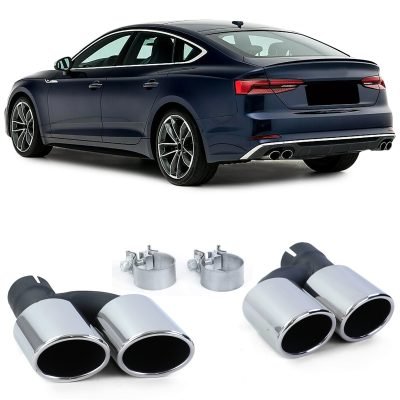 Sport Scarico Terminali 4 Uscite Acciaio Coppia per Audi A5 8T Dal 11