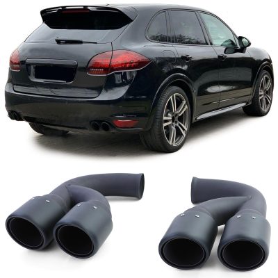 Terminali Scarico in Acciaio Inox Nero per Porsche Cayenne 92A 3.0 Diesel 10-14