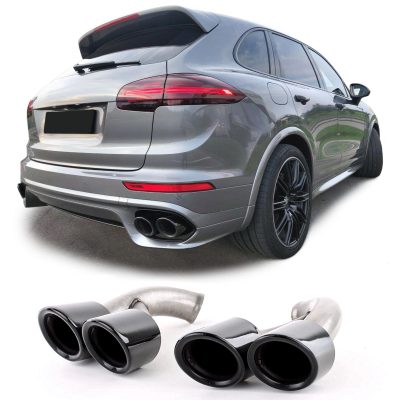 Terminali Scarico Doppio GTS Look Neri per Porsche Cayenne 92A Facelift 14-17