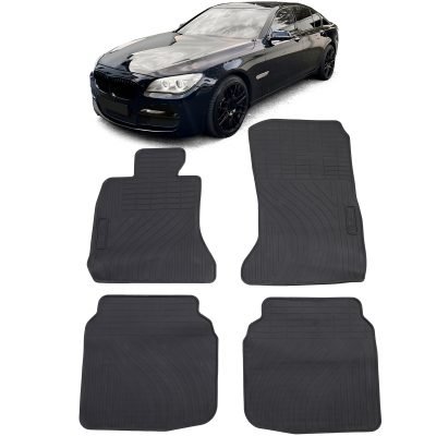 Tappetini in Gomma Neri Premium per BMW Serie 7 F01 2008-2015, Set Completo
