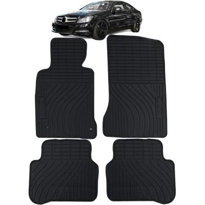 Tappetini Gomma Neri Premium Set per Mercedes Classe C W204 S204 11-14