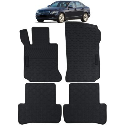 Tappetini Gomma Neri Premium Set per Mercedes Classe C W204 S204 07-11