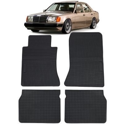 Set di Tappetini in Gomma Neri Premium per Mercedes Classe E W124 84-97