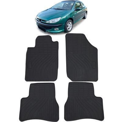 Set Tappetini in Gomma Neri Premium per Peugeot 206 1998-2009