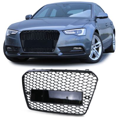 Griglia Anteriore Sport Wabendesign Nera Lucida Senza Emblema per Audi A5 B8 8T
