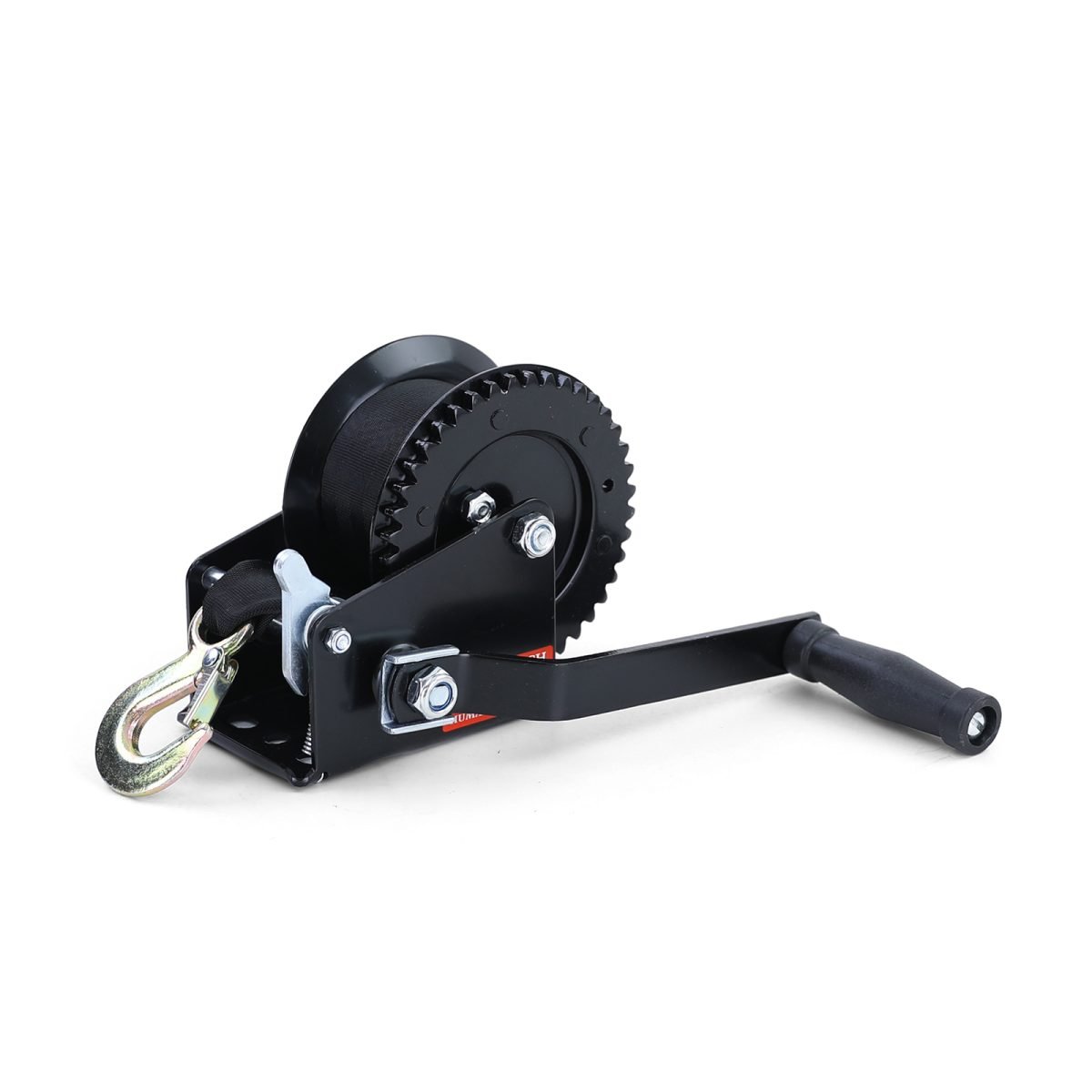 Profi 600kg Verricello Manuale con Cinghia da 8 Metri Nera per Veicoli