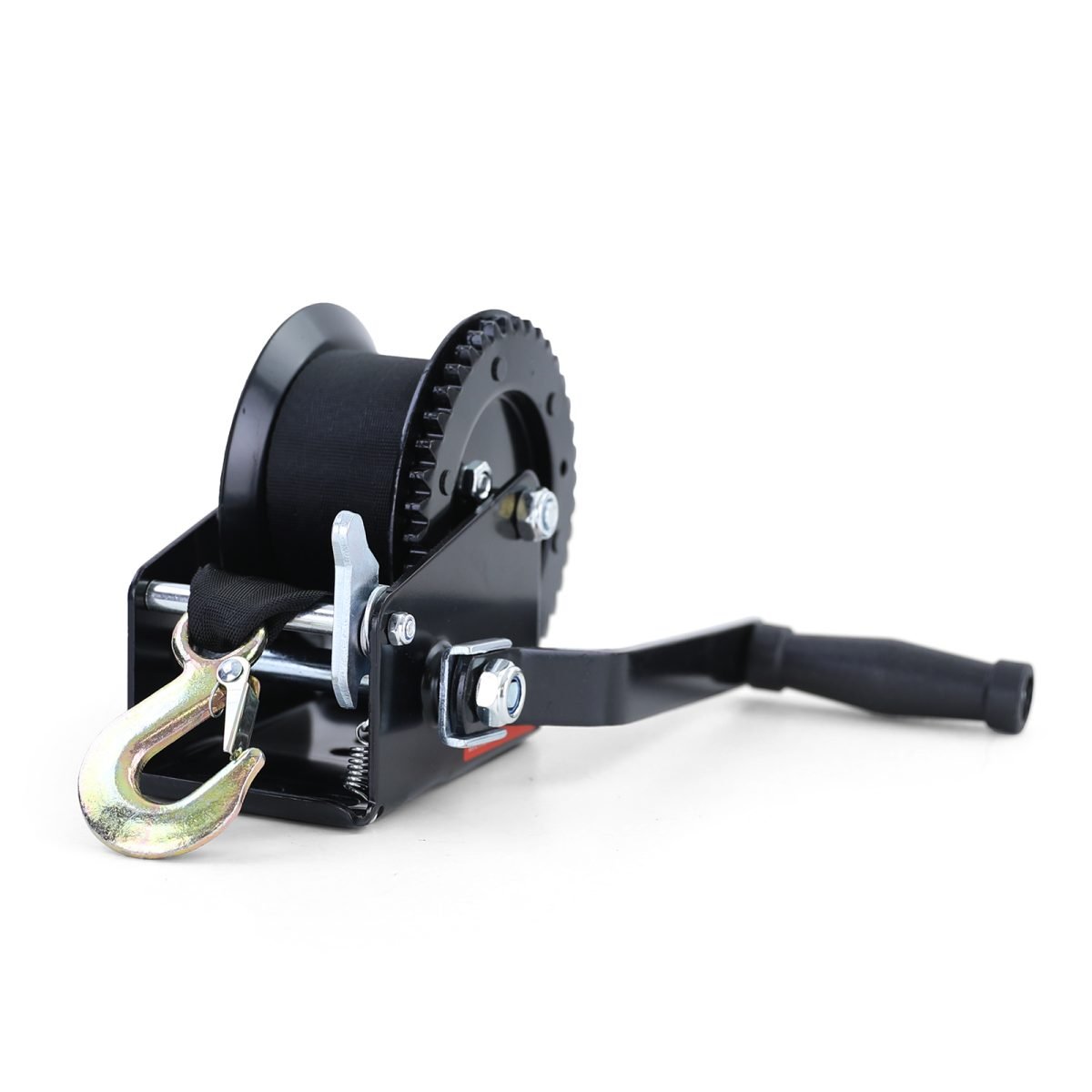 Profi 600kg Verricello Manuale con Cinghia da 8 Metri Nera per Veicoli