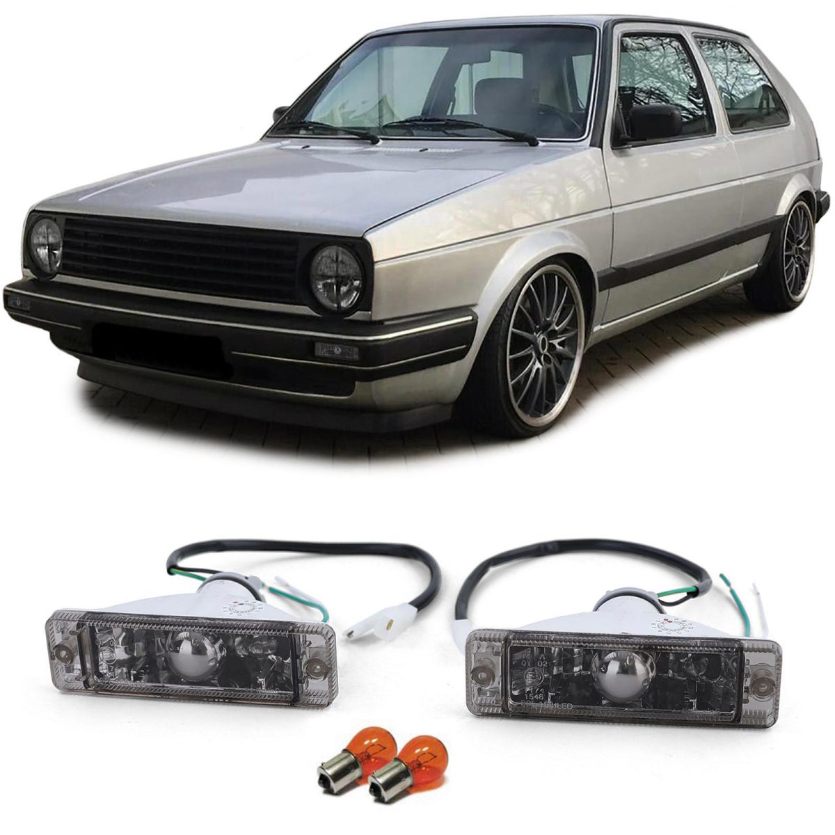 Frecce con Standlight Nero Fumé per VW Golf 1 2 Jetta 1 2 Polo 86c