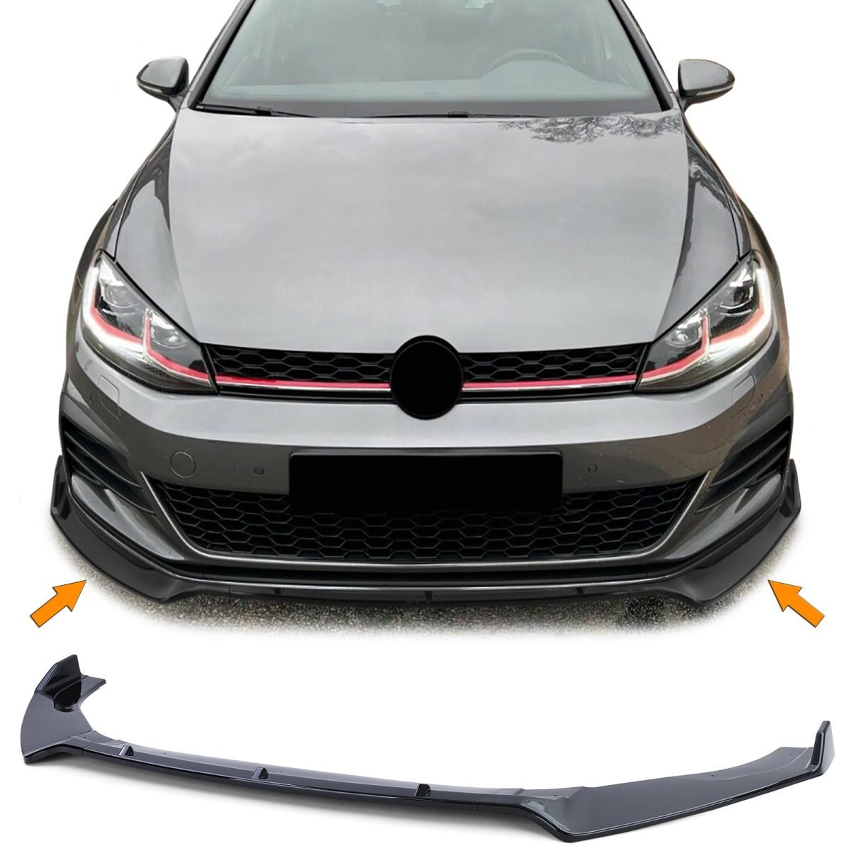 Spoiler Anteriore Nero con ABE per Volkswagen Golf 7 GTI 12-21