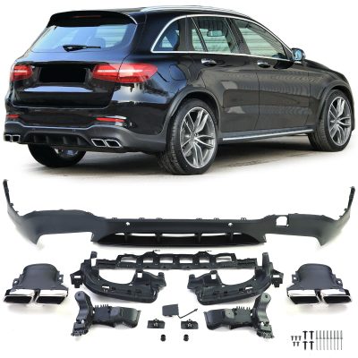 Diffusore Posteriore per Mercedes GLC SUV X253 2015-2019 con Terminali Cromati