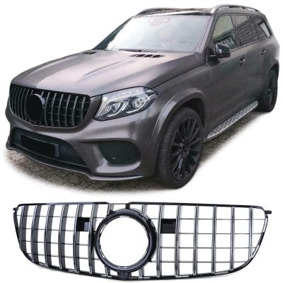 Griglia Anteriore Sportiva Nera Lucida Cromata per Mercedes GLS X166 2015-2019