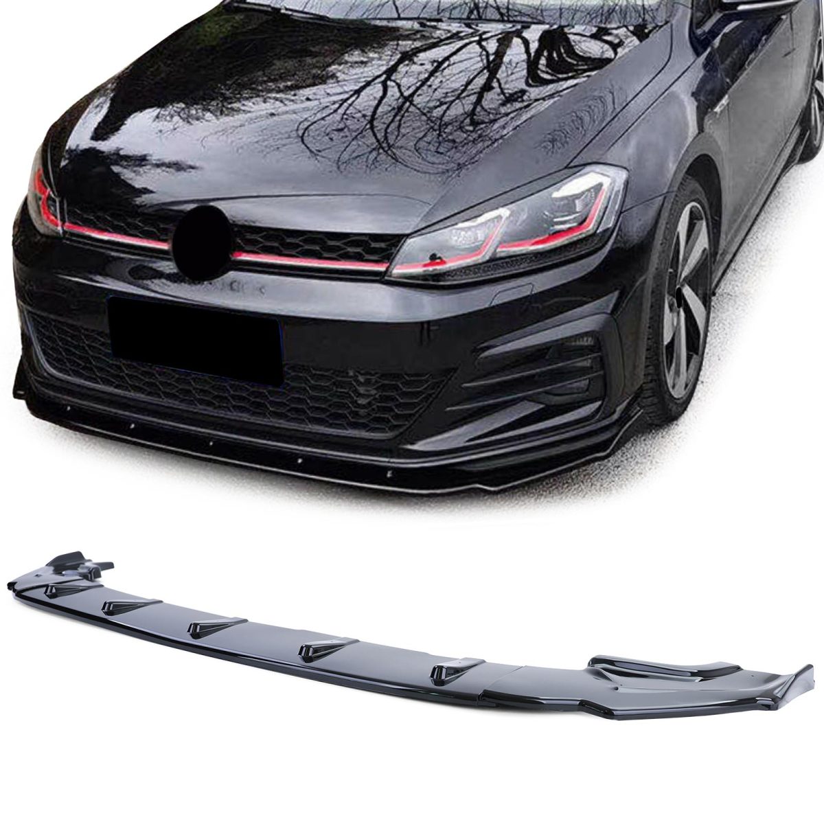 Spoiler Anteriore Nero Lucido per Volkswagen Golf 7 GTI (2013-2020)