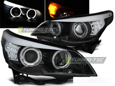 Fari Angel Eyes Neri LED Indicatori per BMW E60/E61 (2003-2007)