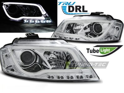 Fari Tube DRL Cromo per Audi A3 8P (2008-2012) Luci Diurne