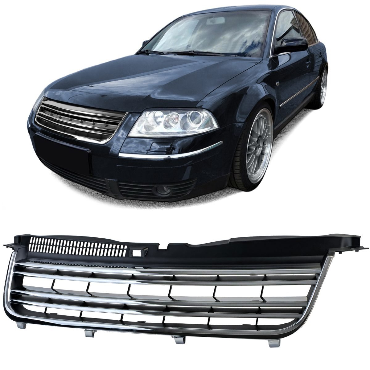 Griglia Doppia Nera Cromo per Volkswagen Passat 3bg Berlina 00-05