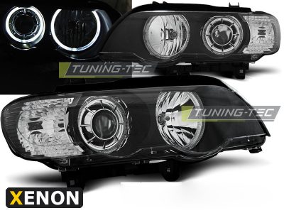Xenon Fari Angel Eyes LED Nero per BMW X5 E53 (09.99-10.03)