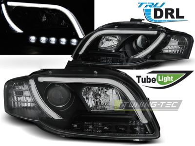 Fari Tube DRL Nero per Audi A4 B7 (11.04-03.08) Luci Diurne